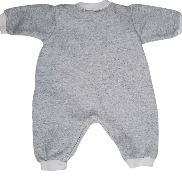 Vintage Small Steps Romper Long-sleeve Gray Cat Face Baby Boys 3-6 Months - Picture 2 of 3